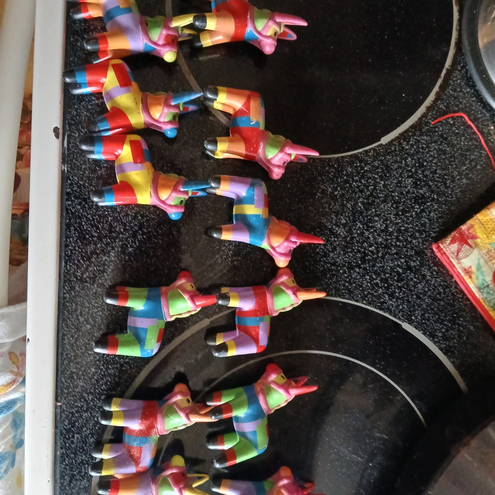 Mini Multicolor Donkey Pinata Figurine Set - 12 Total Figures Each 3 Inches